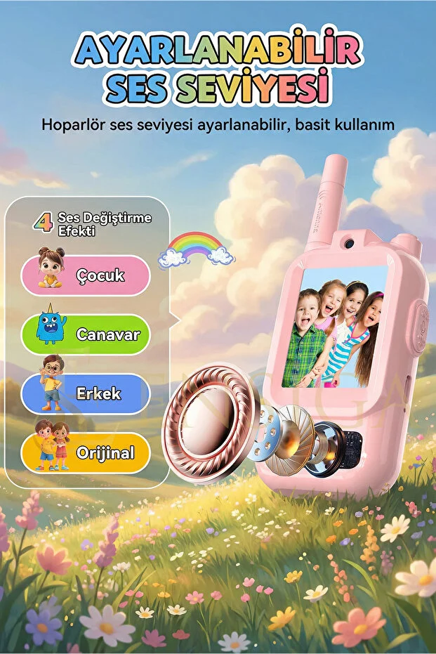 Telsiz Çocuklar İçin Kameralı Mikrofonlu Oyuncak Walkie Talkie Seti Işıklı ve 150m Menzilli
